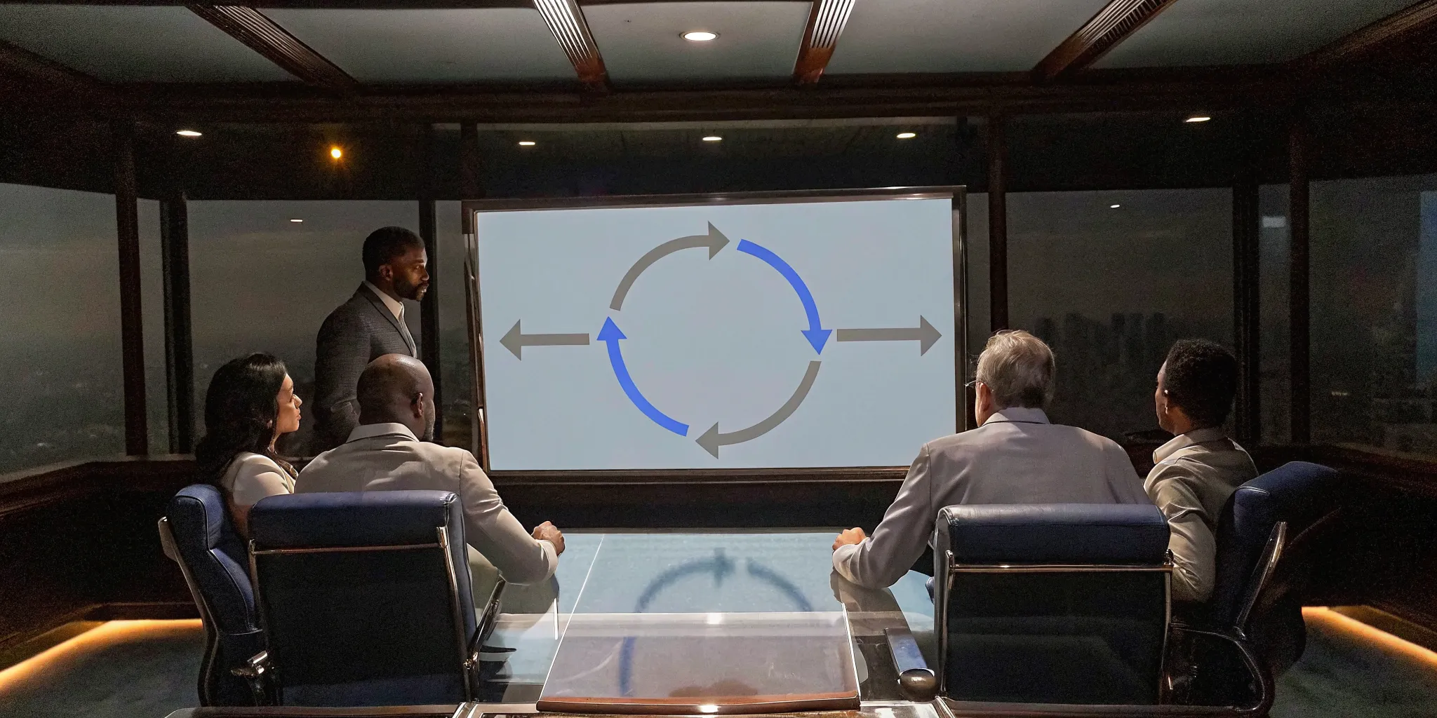 Leaders review the flawless execution model's Plan-Brief-Execute-Debrief cycle.