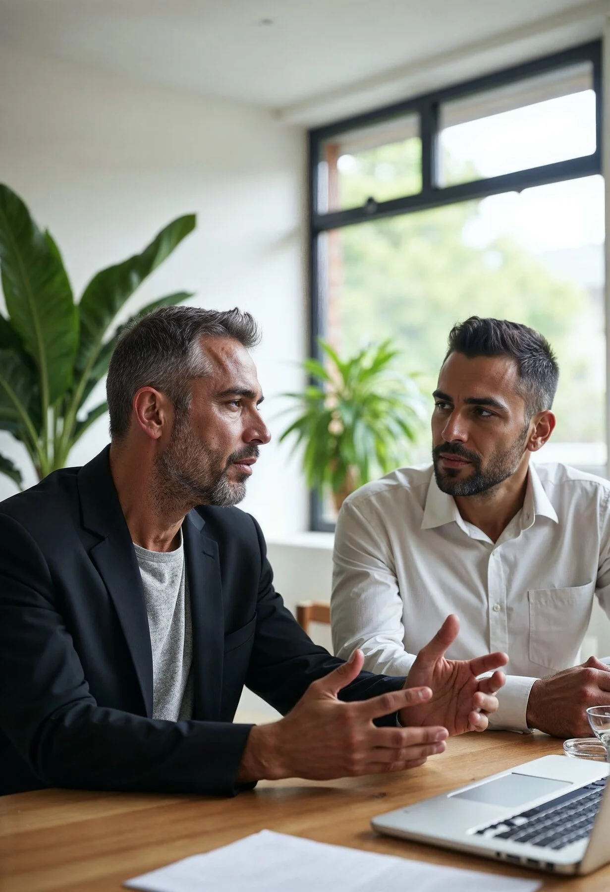 A Flawless Leadership executive coaching session in progress, with two leaders working through strategy and execution planning.