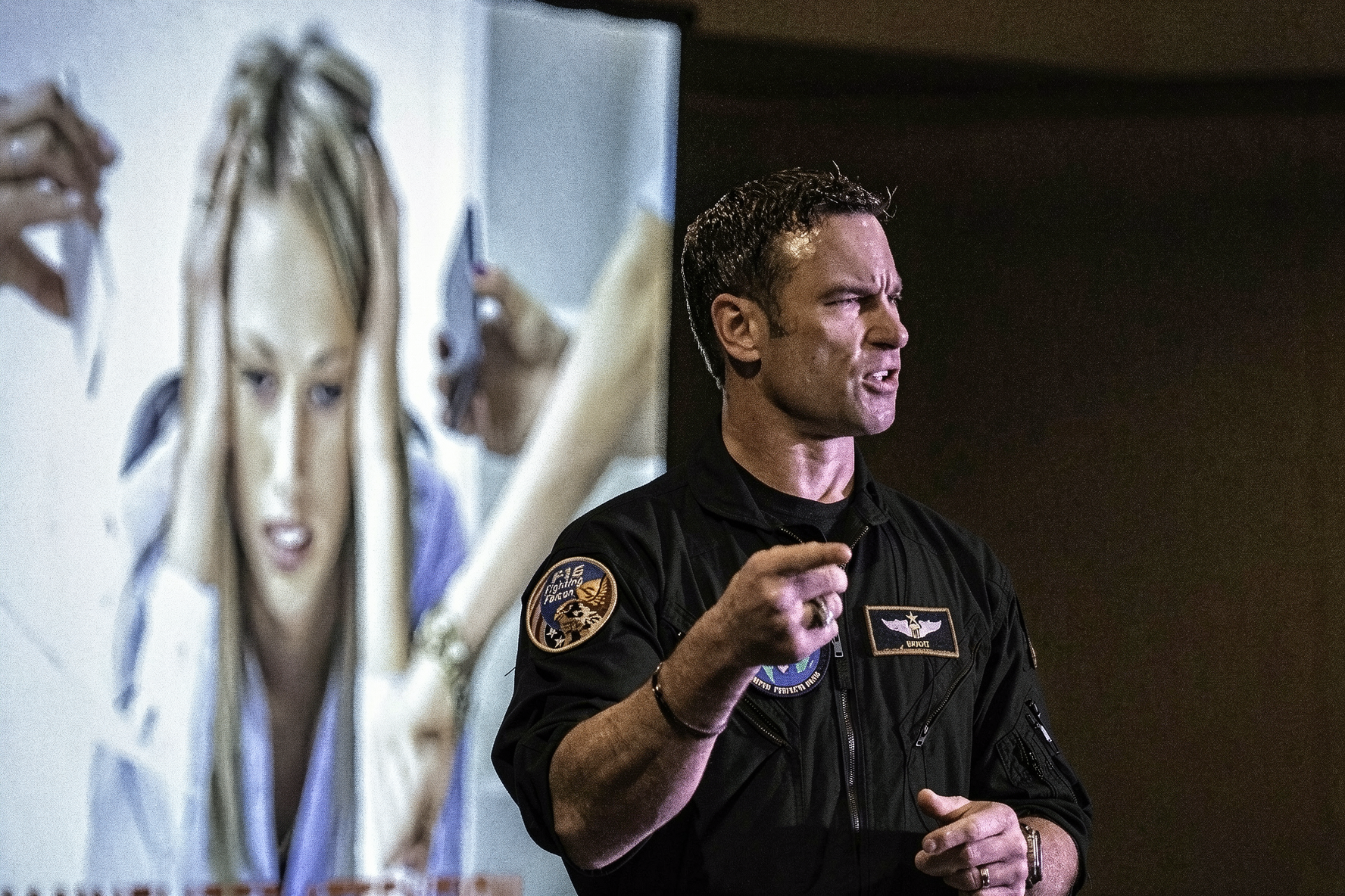 Afterburner speaker engaging the room during a keynote