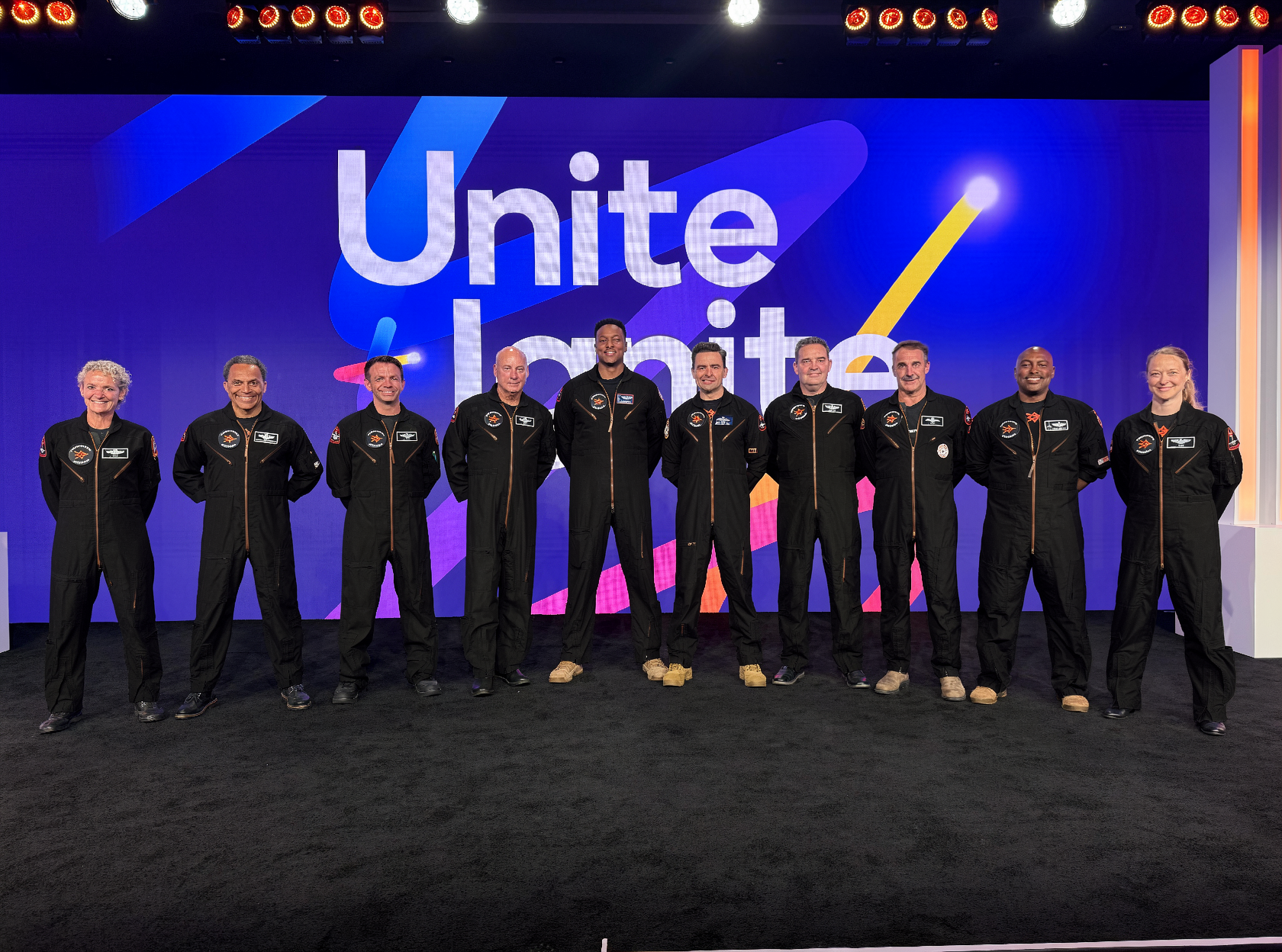 Client team joining Afterburner pilots on stage